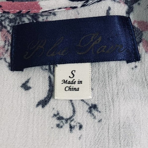 FRANCESCA'S BLUE RAIN WHITE MULTICOLOR FLORAL COLD SHOULDER BLOUSE - Picture 4 of 7